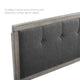 Tufted Headboard, Queen Size, Wood, Fabric, Gray, Modern Mid-Century