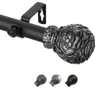 Davor 1" Curtain Rod, Black, 160-240"