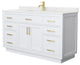 Beckett TK 60" White Single Vanity, Giotto Quartz Top, 1-Hole, Gold Trim