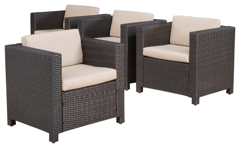 GDF Studio 5-Piece Pueblo Outdoor Wicker Club Chair Set With Coffee Ta