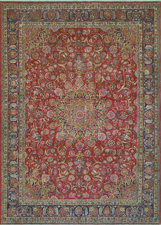 Fine Vintage Distressed Coby Red/Navy Rug, 9'6 x 13'4
