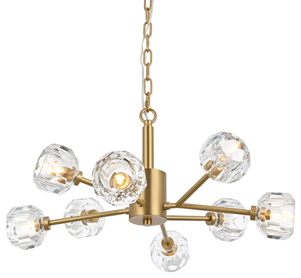 8 Light Pendant, Gold