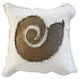 Coastal Frayed Edge Euro Pillow, Khaki Nautilus Applique