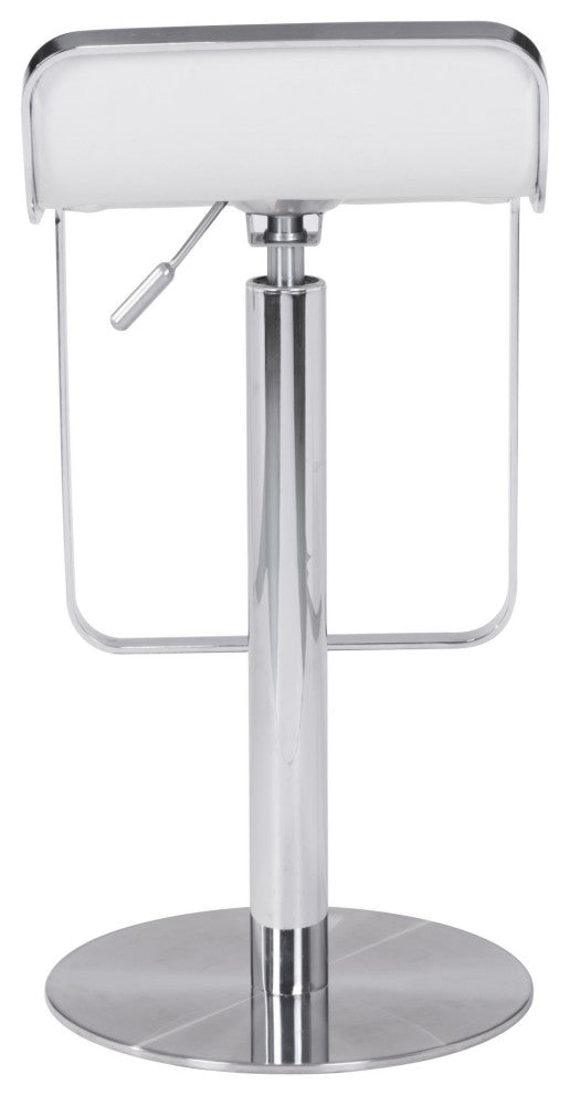 Bar Stool Chair Barstool, Faux Vinyl Leather, Steel, White, Chrome, Cafe Bistro