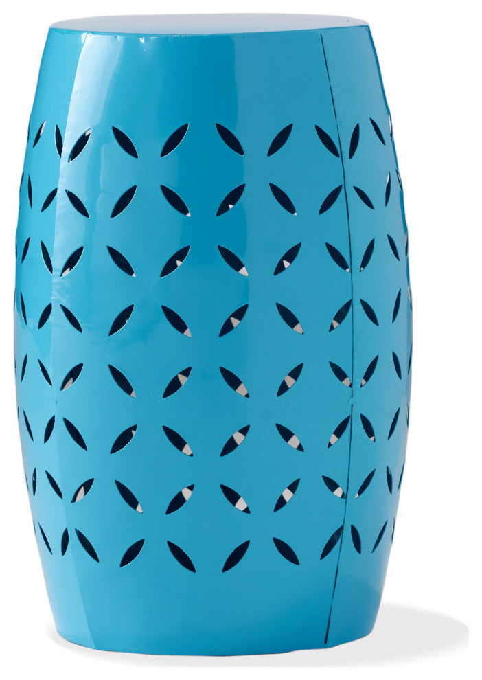 GDF Studio Lilly Outdoor 12" Iron Side Table, Blue
