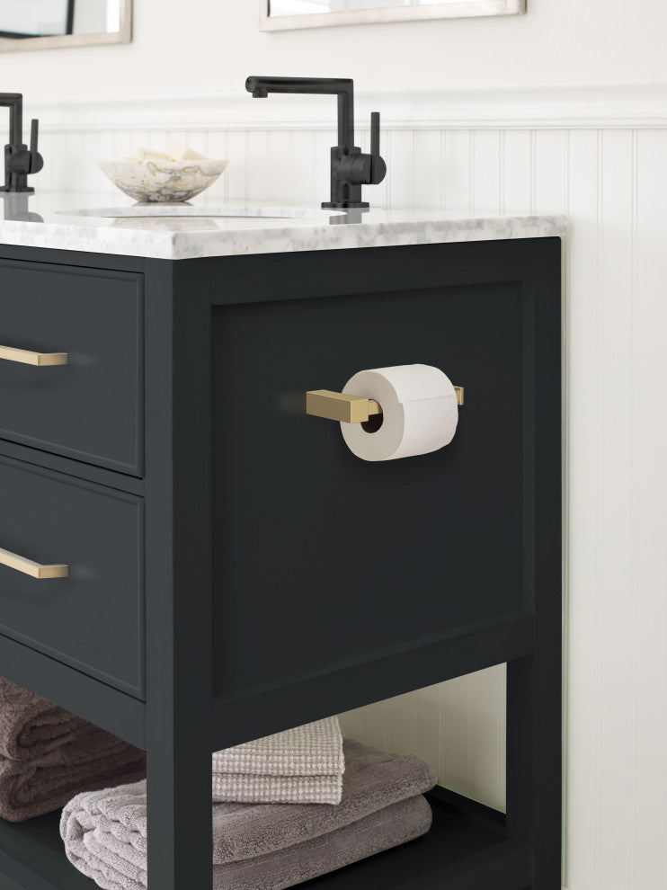 Amerock Monument Contemporary Single Post Toilet Paper Holder, Golden Champagne