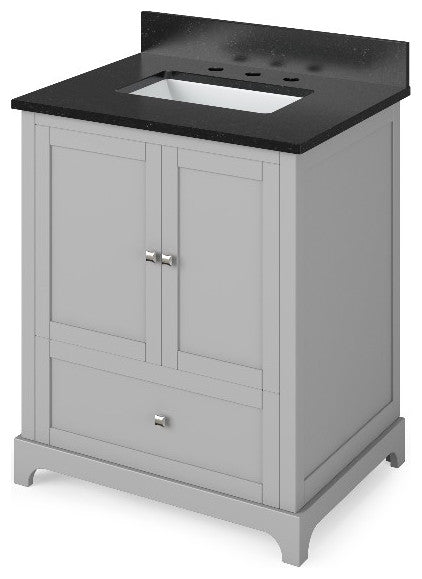 Addington Modern 30" Grey Vanity, Black Granite Vanity Top
