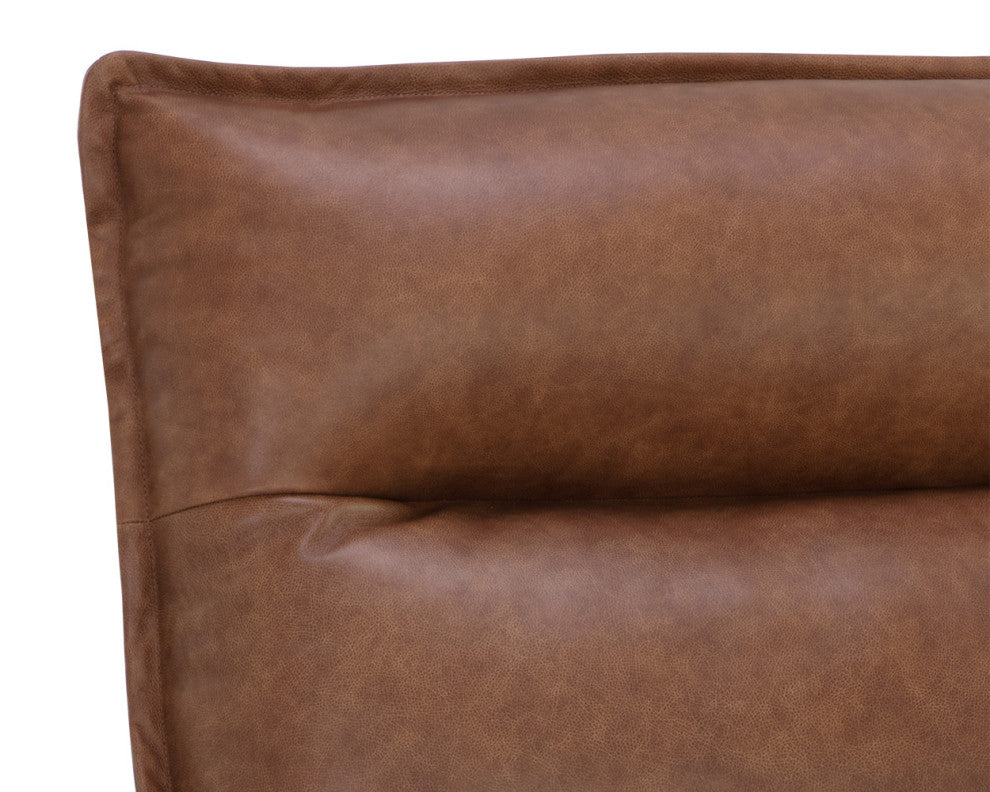 Colson Swivel Armless Chair, Cognac Leather