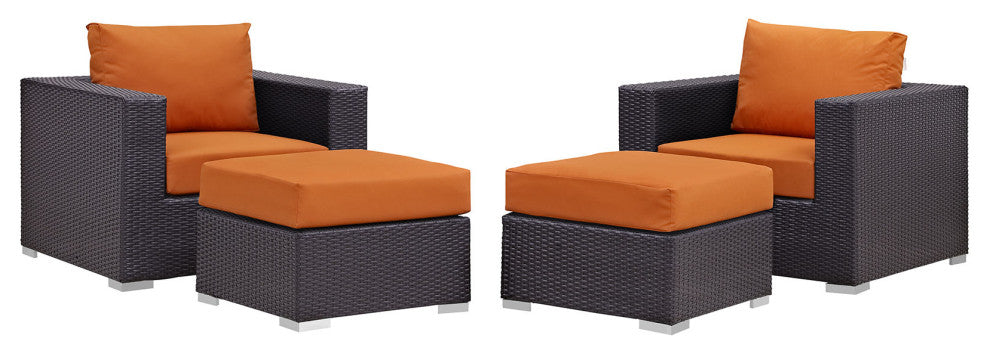 Espresso Orange Convene 4-Piece Outdoor Patio Sectional Set