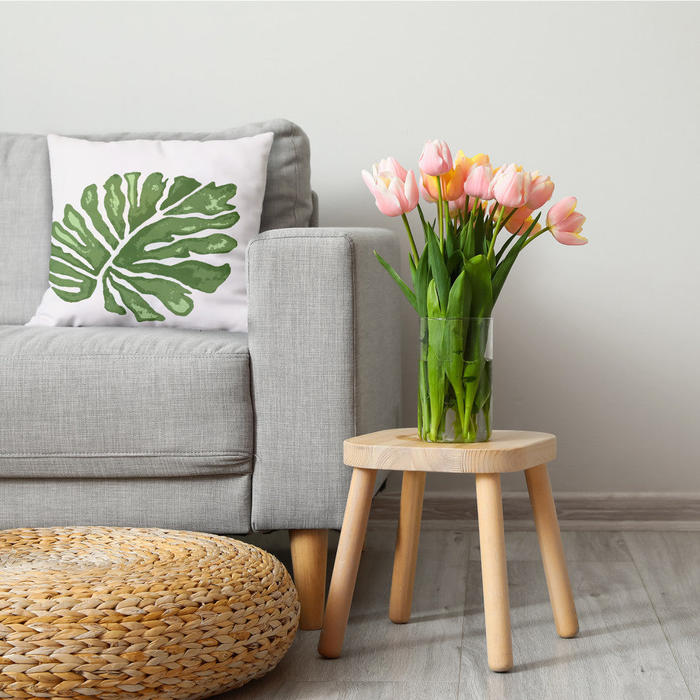 Big Leaf Decorative Throw Pillow, Green, 18"x18"