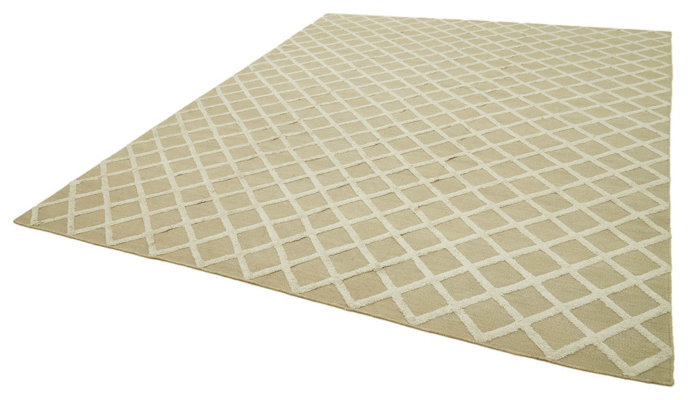 Rug N Carpet - Hand-knotted Modern Design 9' 0'' x 12' 0'' Wool Unique Kilim Rug