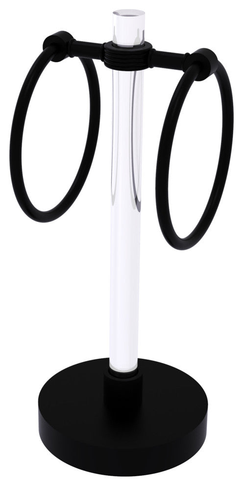 Clearview Vanity Guest Towel Ring with Groovy Accents, Matte Black