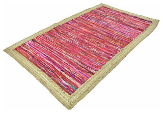 Timbergirl Red With Braided Border Handmade Rug, 5'x8'