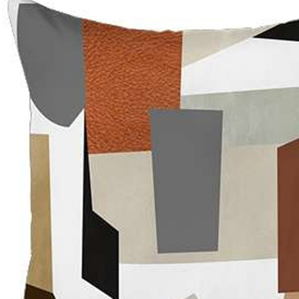 Set of 4 Ivory and Orange Geometric Pillow Covers