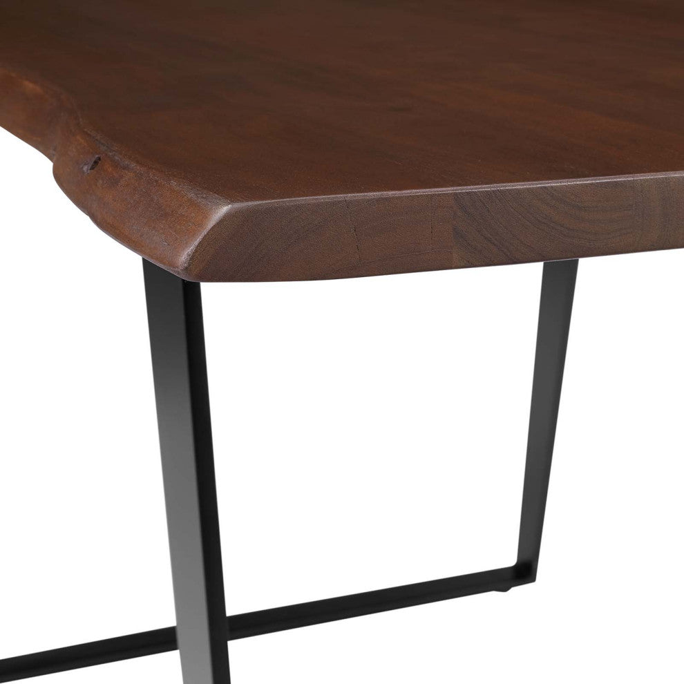 Astound 60" Live Edge Acacia Wood Dining Table, Black Walnut