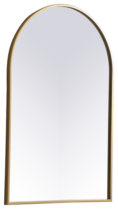 Elegant Decor Metal Frame Arch Mirror 24X36" in Brass