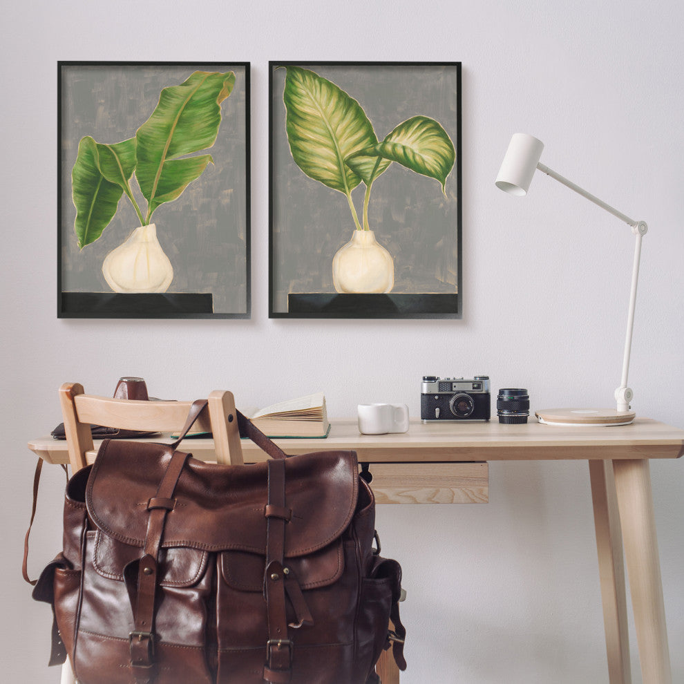 Large Palm Leaf Potted Plants Interior Still Life,24 x 30