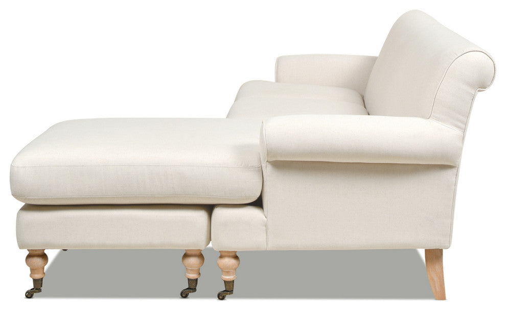 Alana Lawson 88" L-Shape Reversible Sectional Sofa, Light Beige Linen