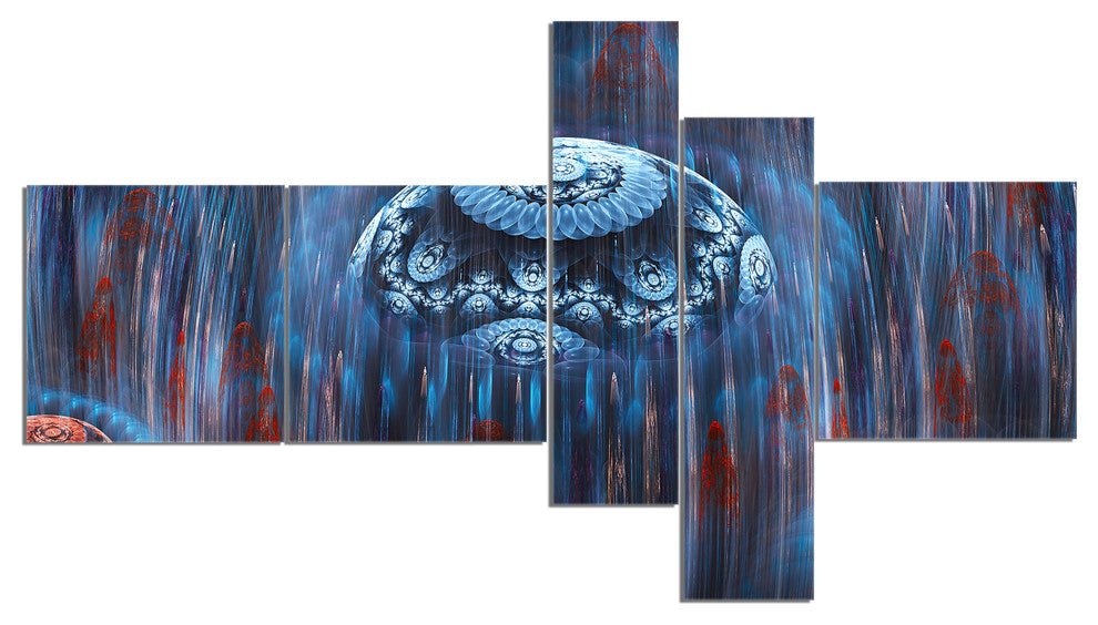 Blue World of Infinite Universe, Abstract Canvas Art Print, 60"x32", 5 panels