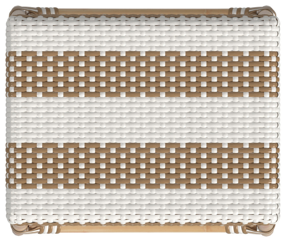 Robias Rectangular Rattan 24.5" Counter Stool, Beige Stripe