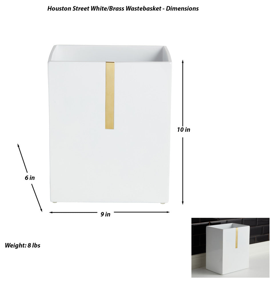 Houston Street White/Brass Waste Basket
