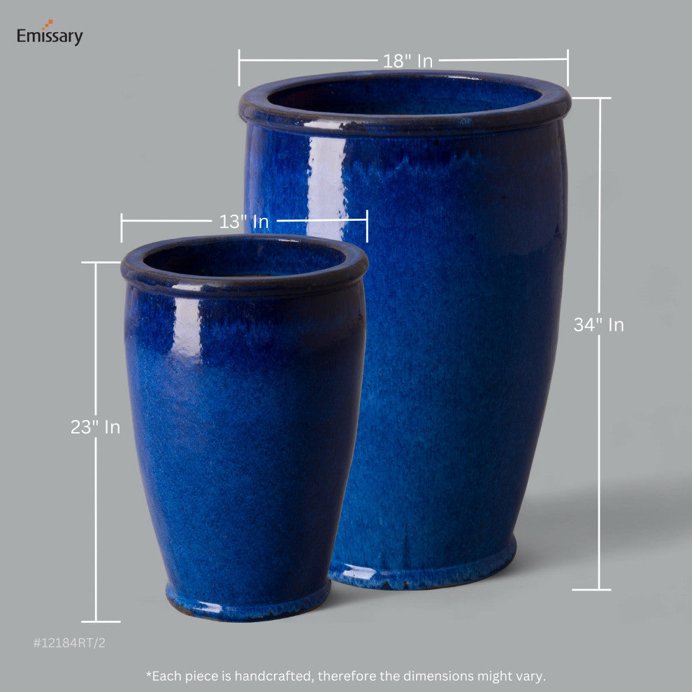 Round Blue Planter, Large