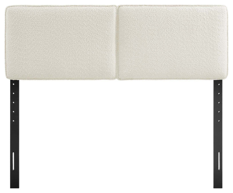 Lindee Boucle Fabric King Headboard, Cream