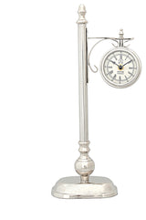 8" X 3.75" X 16.25" Brassalum. Lamp Post Clock One Sided