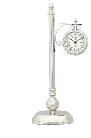 8" X 3.75" X 16.25" Brassalum. Lamp Post Clock One Sided