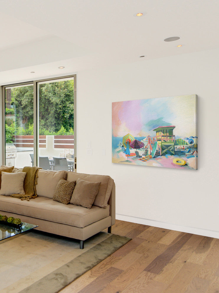 "Beach at Dusk" Painting Print on Wrapped Canvas, 24"x16"