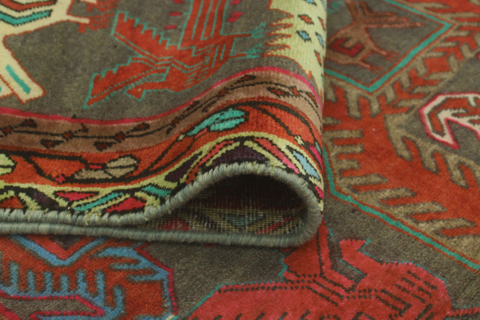 Fine Vintage Distressed Kian Gray/Rust Runner, 3'10x9'11