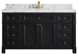 Paris 60" Single Sink Bathroom Vanity, Black 2" Viola Brown