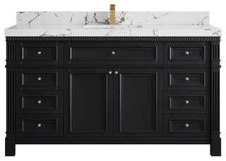 Paris 60" Single Sink Bathroom Vanity, Black 2" Viola Brown