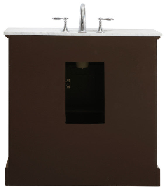 Amber Single Bathroom Vanity, Blue, Teak, 36"