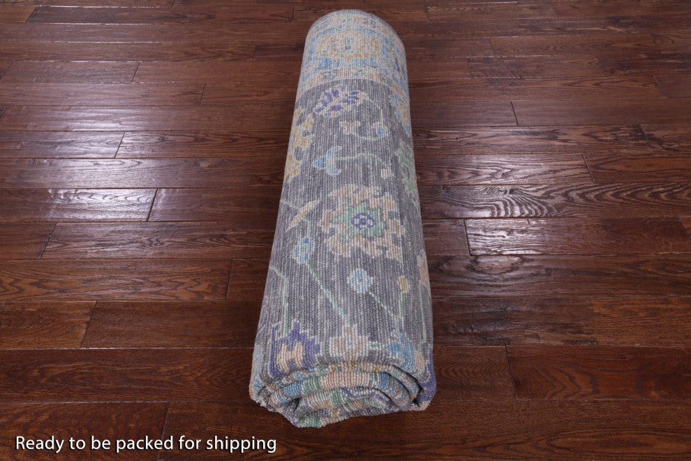 8' Square Handmade Turkish Oushak Wool Rug - Q13440