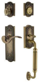 Meadows Plate C Grip Entry Set Manor Lever, Antique Brass, 2-3/8", Left