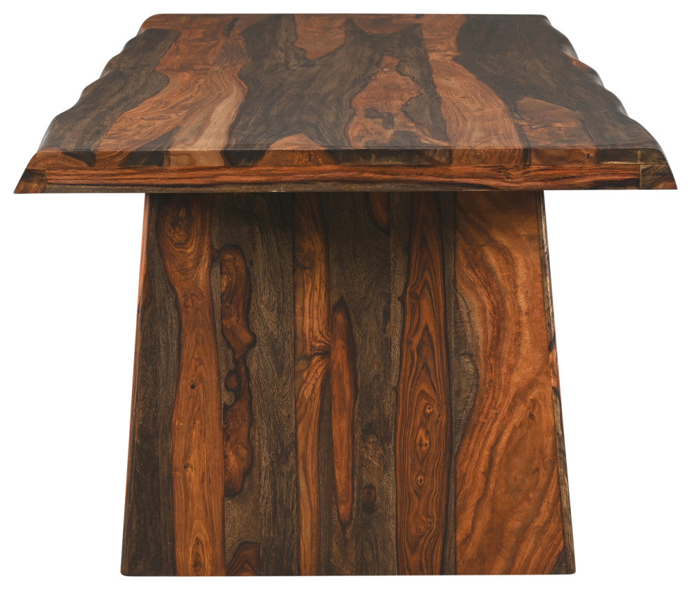 Damian Live Edge Wood Dining Table, Dark Brown, 86"
