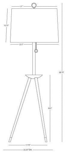 Robert Abbey PN671 One Light Floor Lamp Jonathan Adler Ventana Ebonye