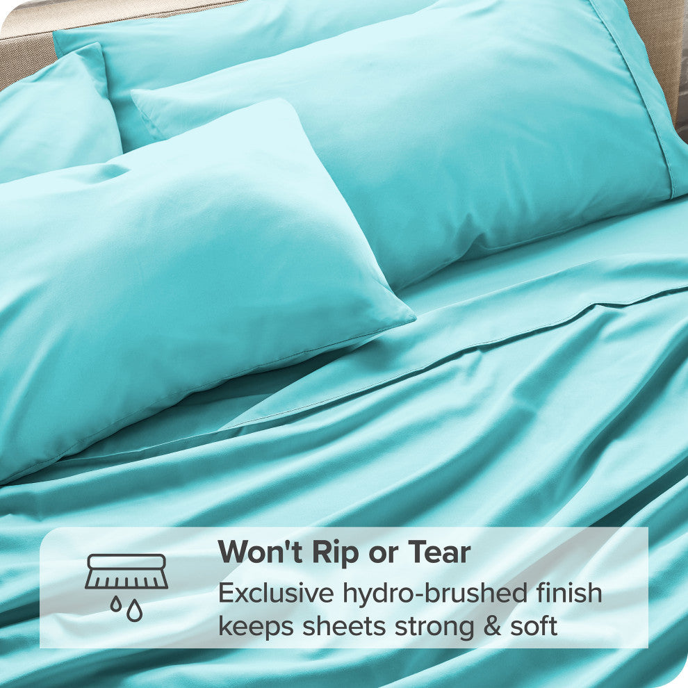 Bare Home 6-Piece Microfiber Sheet Set, Aqua, Queen