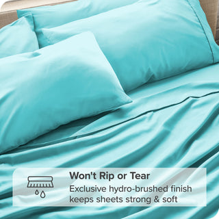 Bare Home 6-Piece Microfiber Sheet Set, Aqua, Queen