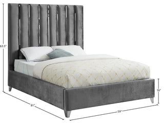 Enzo Velvet Bed, Gray, Full