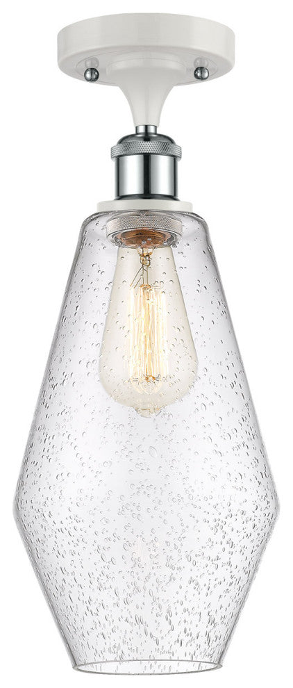 Innovations 516-1C-WPC-G654-7 1-Light Semi-Flush Mount, White/Polished Chrome