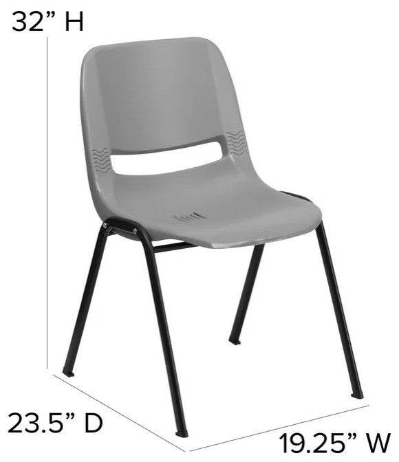 5 Pack Multipurpose Chair, Stackable Design With Plastic Seat & Back, Gray
