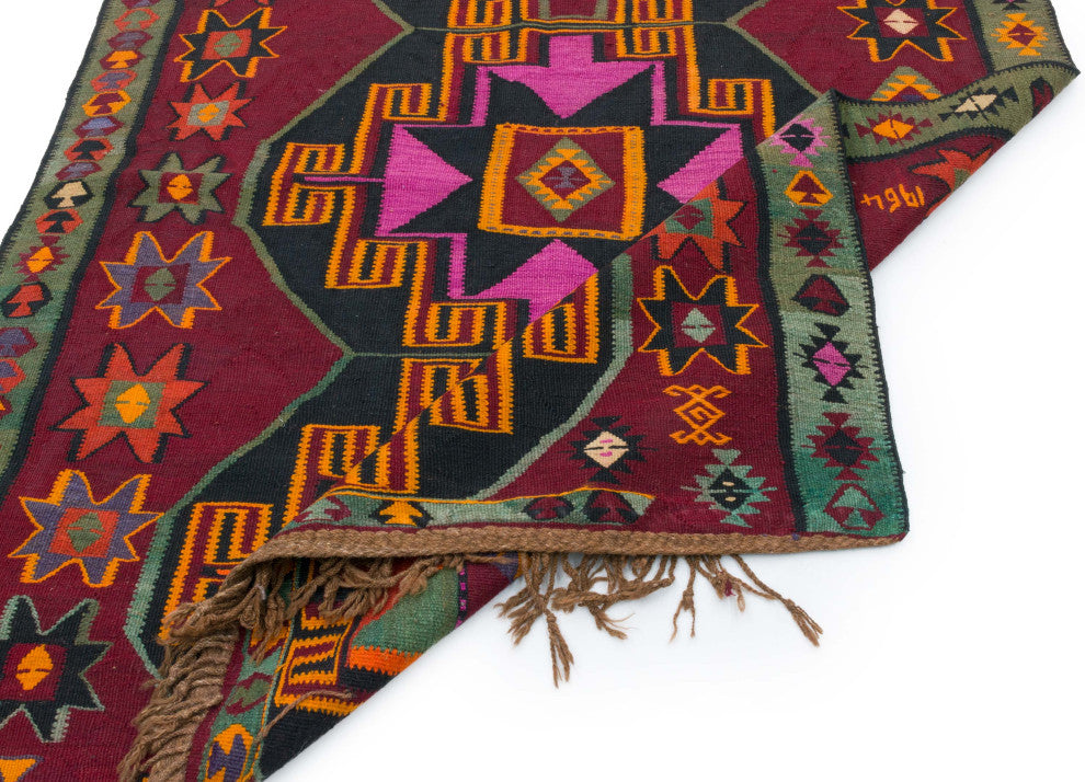 Vintage Kars Kilim Rug 4' 8" x 12' 9", 56 in. x 153 in.