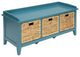 43" Blue Green Upholstery Entryway Bench With Drawers