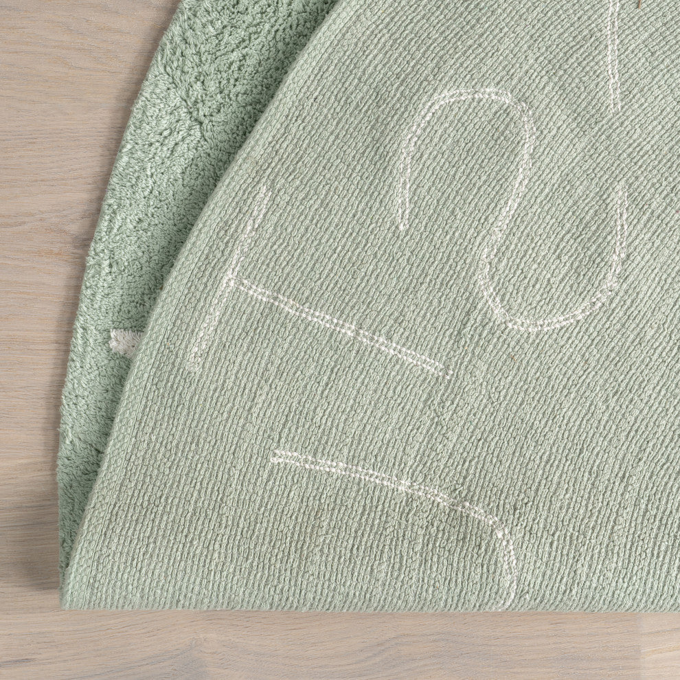 Nuloom Kids Washable Round Alphabet Rug, Mint Green 4' Round