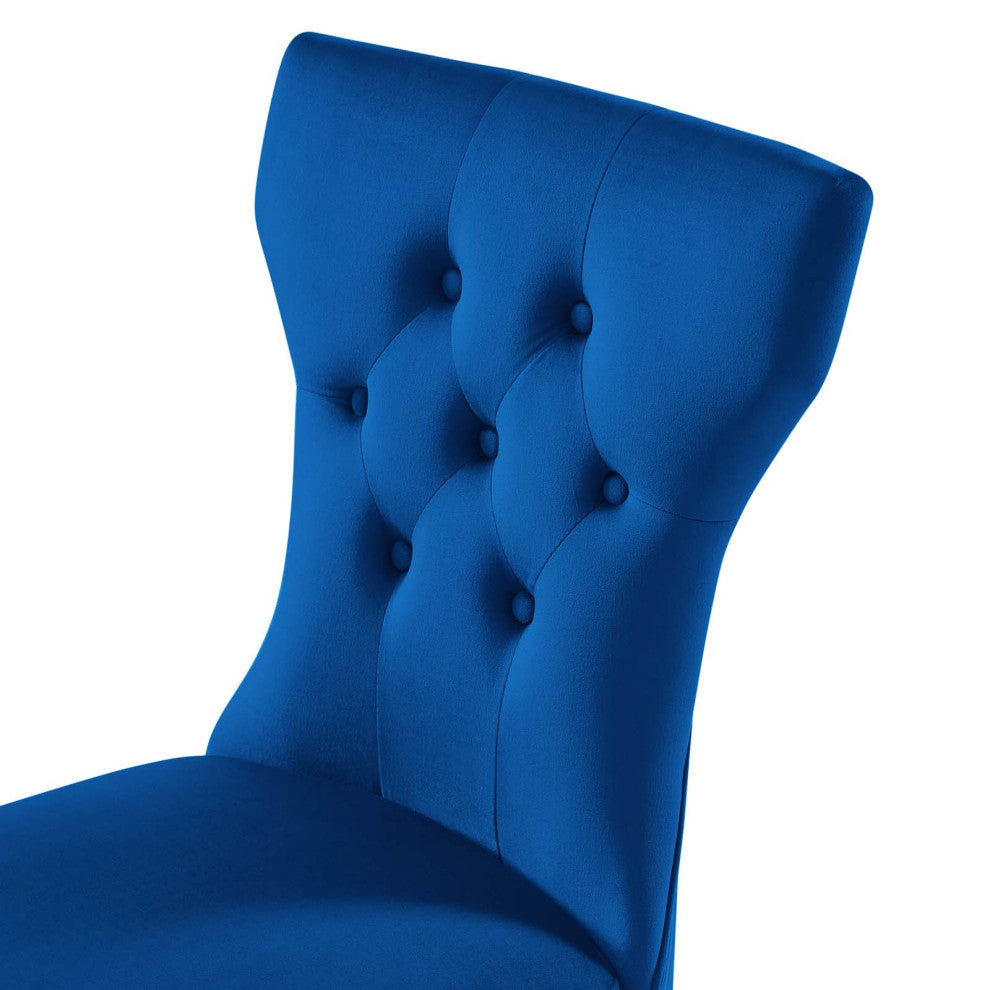 Side Dining Chair, Set of 2, Blue Navy, Velvet, Modern, Cafe Bistro Hospitality