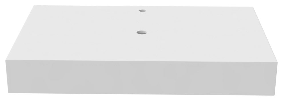 Modern Wall-Mount Vanity With Top & 14" Sink, Clear, 36"