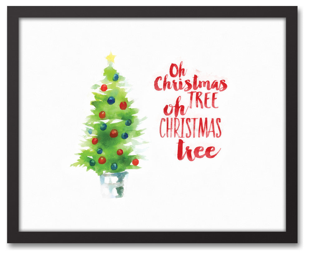 Oh Watercolor Christmas Tree 16x20 Black Framed Canvas