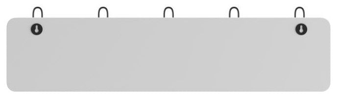 24 Inch Wall Mounted Solid Wood Storage Rack with 5 Hanging Hooks, White
